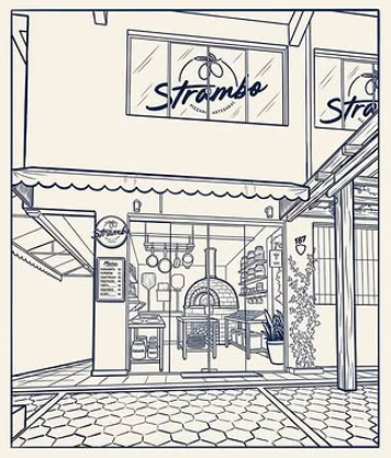 Fachada da Strambo Pizzaria Artesanal